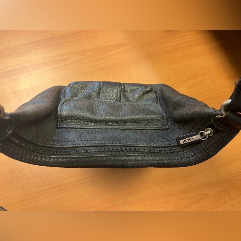 Vintage Fossil Black Leather Shoulder Bag - Picture 10 of 14